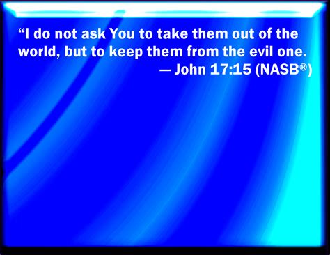 John 17:15 I pray not that you should take them out of the world, but that you should keep them ...