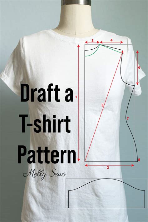 How To Draft A T-Shirt Pattern from Measurements - Melly Sews