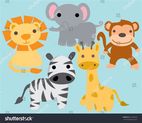 Safari Jungle Zoo Animal Characters Stock Vector (Royalty Free) 231223633 | Shutterstock