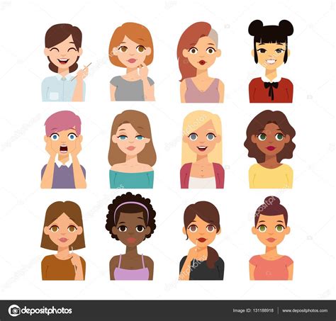 Woman emoji face vector icons. — Stock Vector © adekvat #131188918