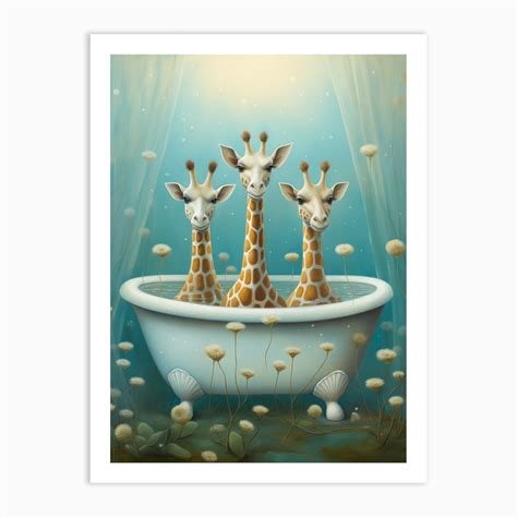 Giraffe In Bathroom Art Print by Bilge Paksoylu - Fy