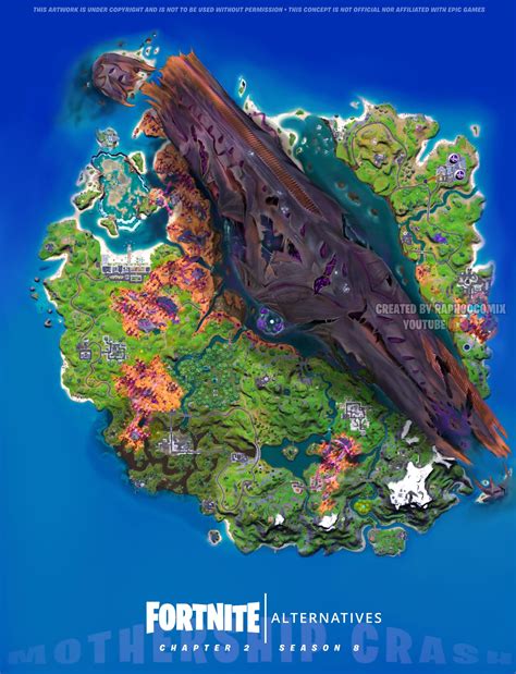 Fortnite Map Concept: If the Mothership crashed sideways into the Chapter 2 Season 8 Island ...