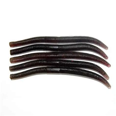 50pcs 10bags Soft Plastic Worm Fishing Lures Sea Fishing Long Black ...