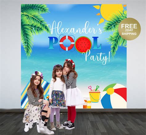 Pool Party Personalized Photo Backdrop | Summer Photo Backdrop ...