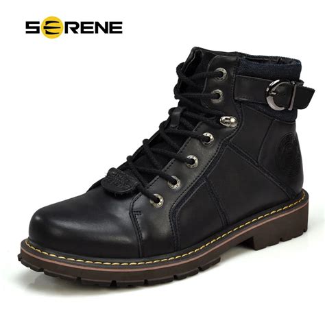 SERENE 2018 New Arrival Men Casual Shoes Boots British Martin Genuine Leather Boots Flat Tooling ...