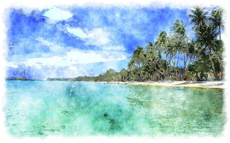 Wallpapers Y Girls On Beach Pic Watercolor Painting Tropical Travel ...