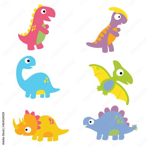 Dinosaur Clipart. Collection of cartoon dinosaurs. Stock Vector | Adobe ...