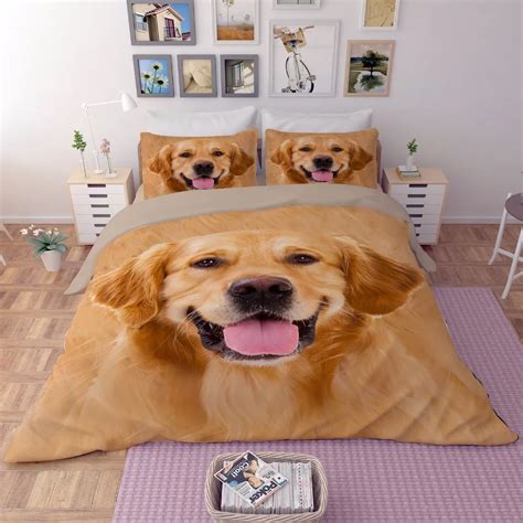 3D lovely Dog Bedding Sets 3pcs soft bedclothes duvet cover quilt cover pillow cases twin full ...