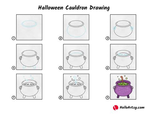 Halloween Cauldron Drawing - HelloArtsy