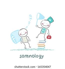 Somnology Standing On Pile Books Catches Stock Vector (Royalty Free) 165354047 | Shutterstock