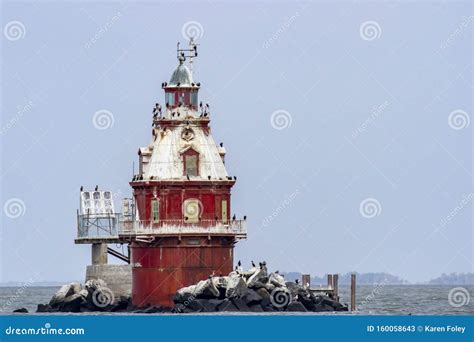 Delaware Bay Ship John Shoal Lighthouse Stock Image - Image of ...