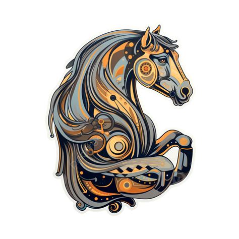 Sleek Elegance Modern Art Carousel Horse T Shirt Sticker Clipart, T Shirt, Clipart, Sticker PNG ...