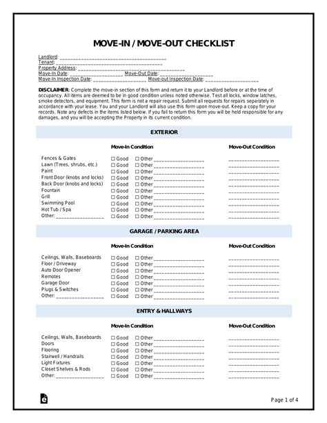 Free Move-Out / Move-Out Checklist Form (Tenant) - PDF | Word – eForms