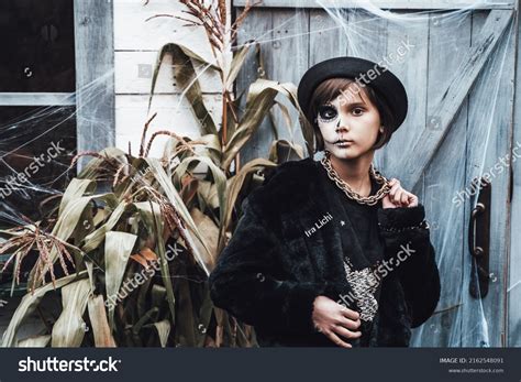 Beautiful Scary Little Girl Celebrating Halloween Stock Photo ...