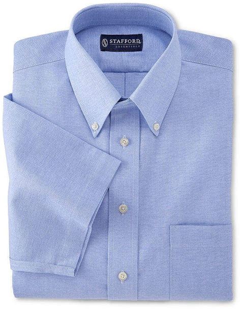 Stafford Travel Wrinkle-Free Oxford Mens Button Down Collar Short ...