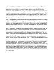 Isolationism VS Internationalism.docx - This paper will discuss the difference between ...