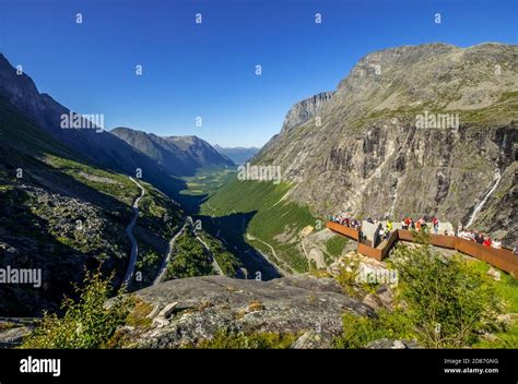 Trollstigen near Andalsnes, Serpentines, Stigfossen Waterfall ...