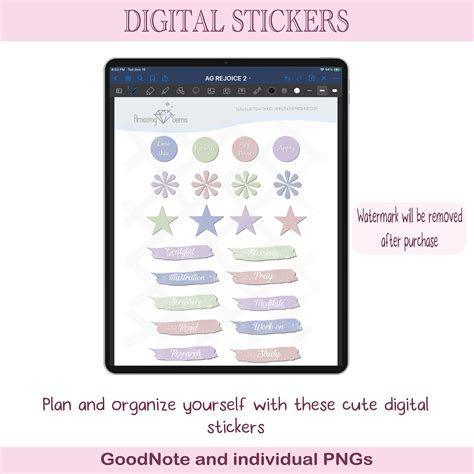 Digital Stickers, Digital Planner Stickers, Pre-cropped Goodnotes ...