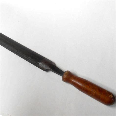 VINTAGE 17 inch blade metal file sharpening hand tool parts tool with wood handle accessories ...