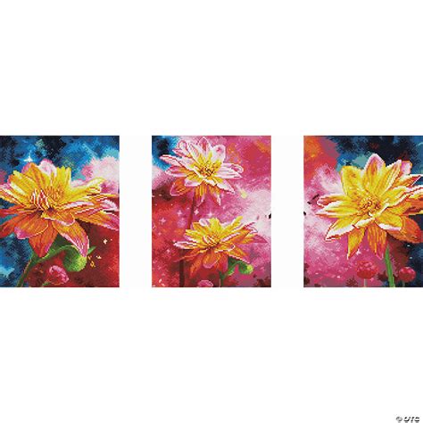 Diamond Art Kit 11"x 14" Triptych Yellow Flowers 3pc | Oriental Trading