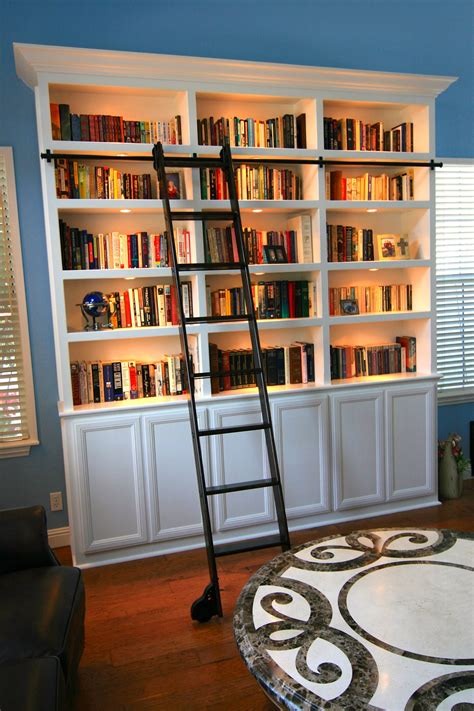 Library Wall Bookcase With Ladder