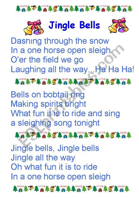 Jingle Bells Lyrics Printable