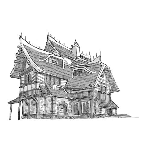 Medieval house sketch, Jeon Hyun ho | House sketch, Medieval houses ...