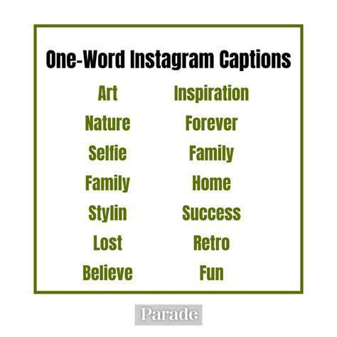 125 Best One-Word Captions for Instagram - Parade