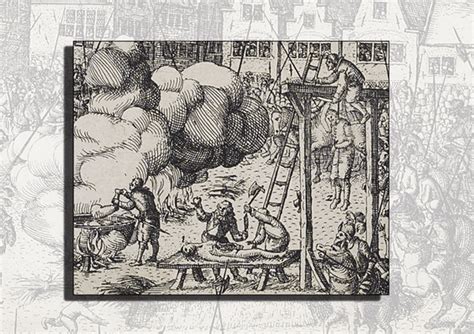 The execution of Guy Fawkes (detail) engraving by Nicolaes Jansz ...