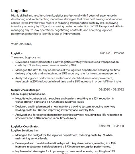 Logistics Resume Example Template Nanica Resume No Ex - vrogue.co