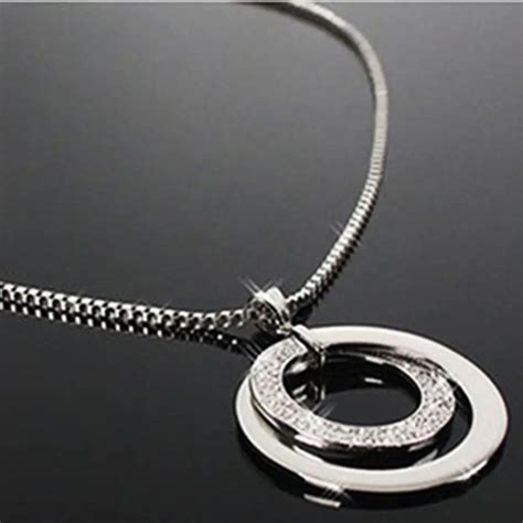 1PC Stylish Women Crystal Rhinestone Silver Plated Long Chain Pendant ...