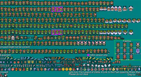 The Spriters Resource - Full Sheet View - The Legend of Zelda: A Link to the Past - Link