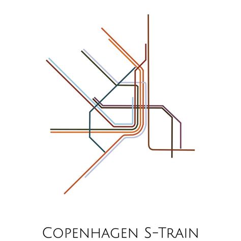 "Minimalist print showing the route of Copenhagen's S-Train