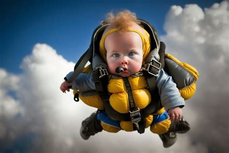 The images flying in the air of the baby parachuting make people's ...