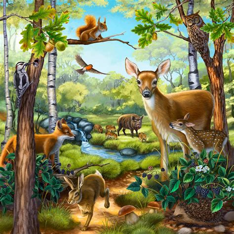 Forest Animals Painting by Anne Wertheim