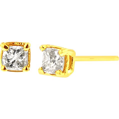 3/8 cttw Princess Cut Diamond Stud Earrings In 10k Yellow Gold