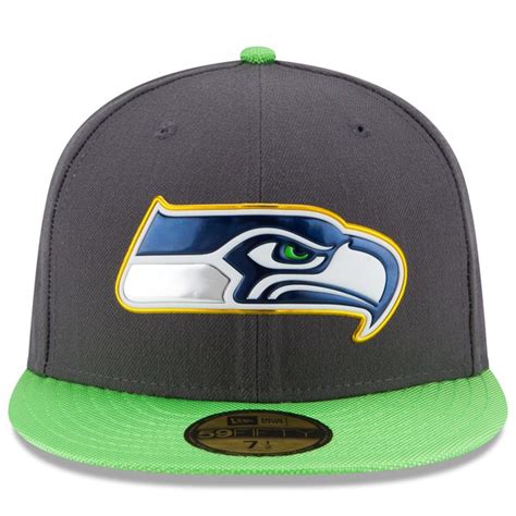 Men's Seattle Seahawks New Era Graphite/Neon Green Gold Collection On Field 59FIFTY Fitted Hat ...