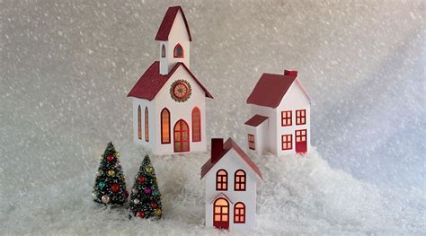 Red and White Christmas Village Set of 3 Foldable Keepsake | Christmas ...