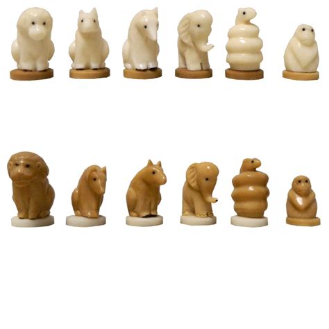 Tagua Organic Ivory African Animals Chess Pieces