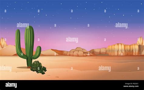 desert scene with sunset illustration Stock Vector Image & Art - Alamy