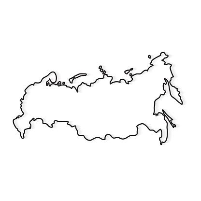 Black Outline Of Russia Map Stock Illustration - Download Image Now ...