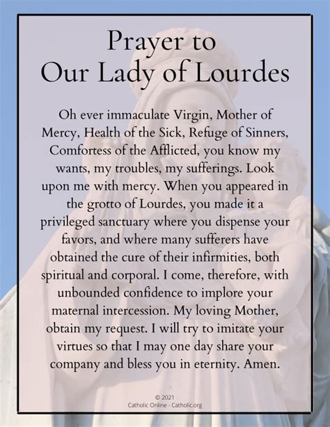 Prayer to Our Lady of Lourdes (FREE PDF) – Catholic Online Learning Resources