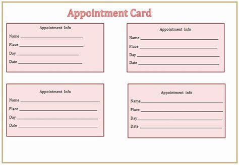 Free Printable Appointment Reminder Cards New Appointment Card Template ...