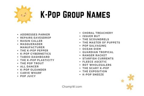 Girl Group Name Ideas With Fandom - Templates Printable Free