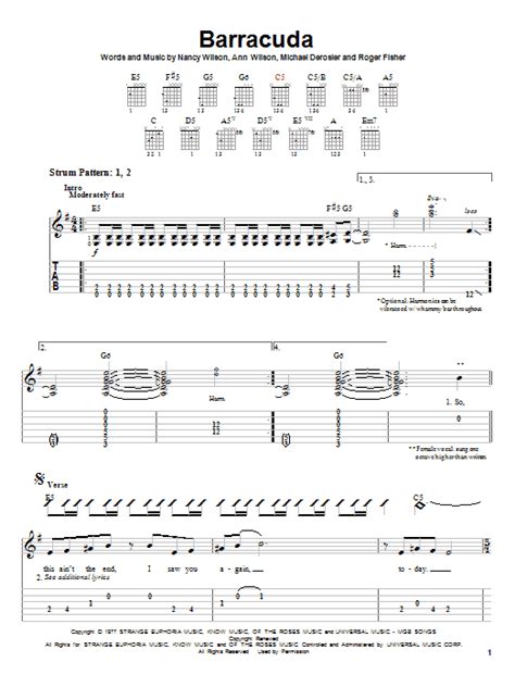 Barracuda Sheet Music