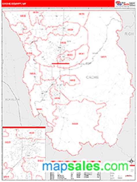 Cache County, UT Wall Map Red Line Style by MarketMAPS