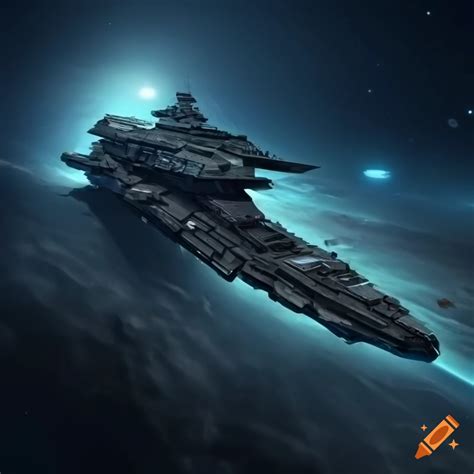 Large space battleship in deep space. futuristic, militaristic, sci-fi, 4k, unreal render ...