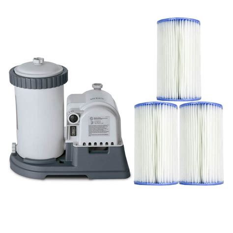 Intex 2500 GPH Swimming Pool Filter Pump + Replacement Filter Cartridge (3 Pack) - Walmart.com ...