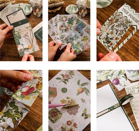 Vintage Botanical Scrapbooking Kit for Bullet Journal | A6 Grid ...