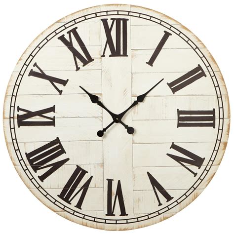 36.25" Weathered Whitewash Wall Clock with Black Roman Numerals ...